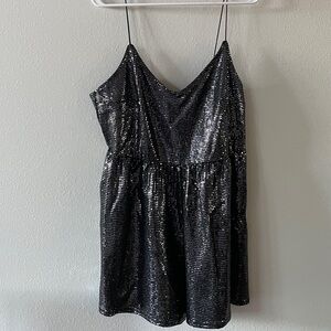 H&M black sequined tank top